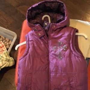 Vanity purple (plum) reversible vest w/ hood sz M
